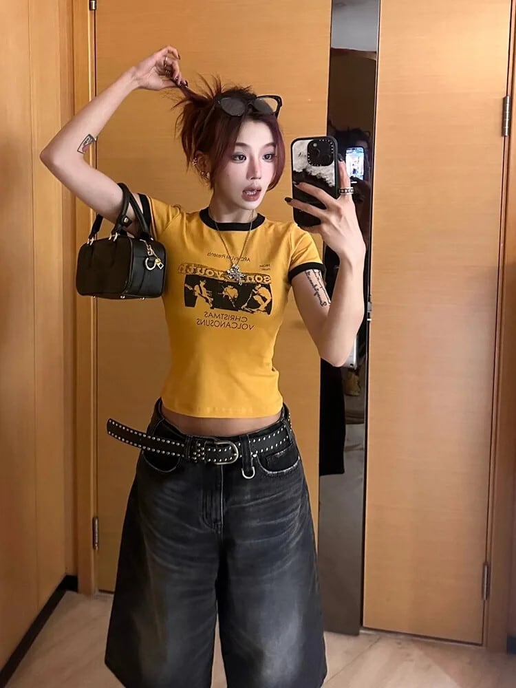 アメリカンストリートストレートふくらはぎ丈パンツ Y2k