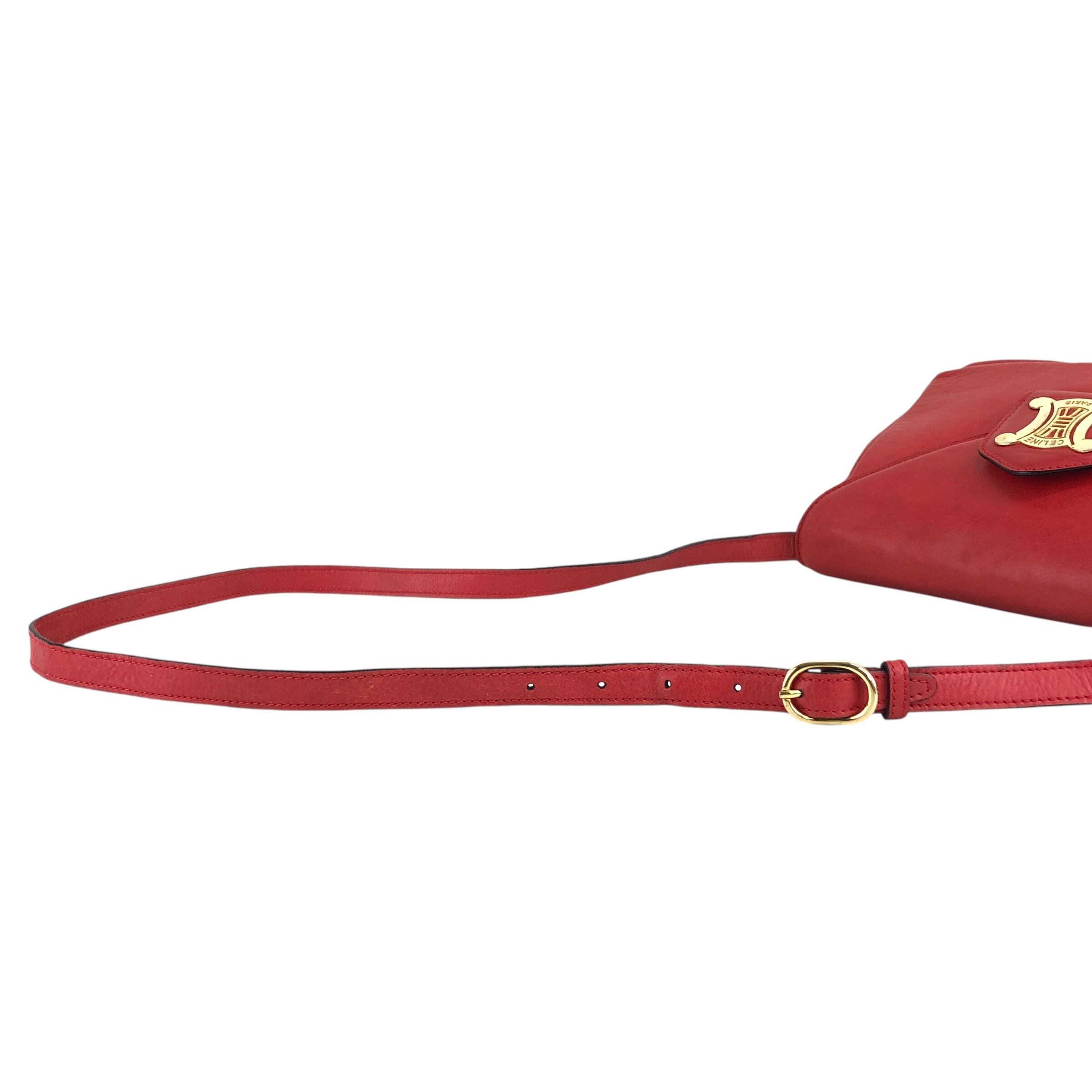 CELINE セリーヌ ショルダーバッグ レッド ブラゾン レザー vintage