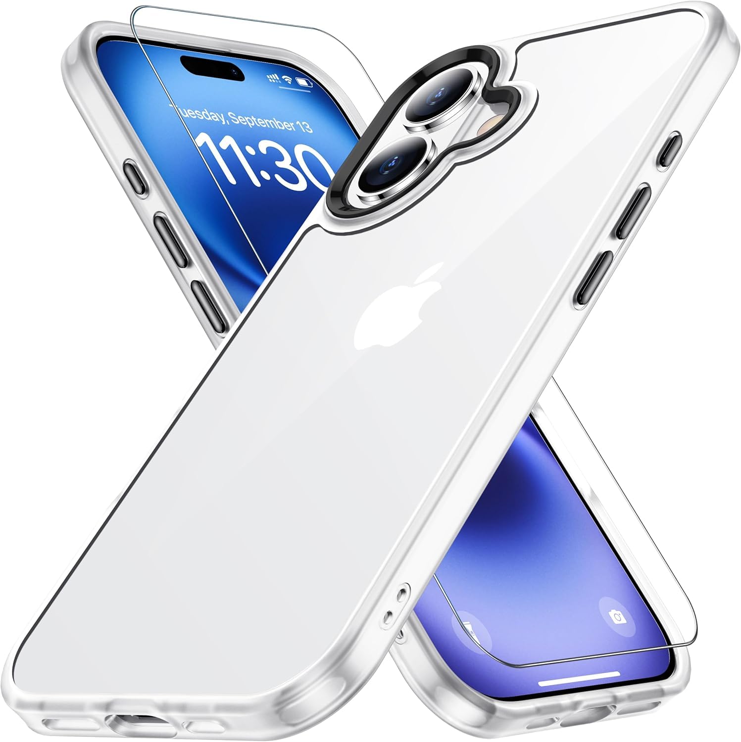 iPhone16 用 ケース ホワイト 耐衝撃 ガラスフィルム保護付き アイフォン16 用 ケース 米軍MIL規格 黄ばみ防止 耐久性 アイホン16用