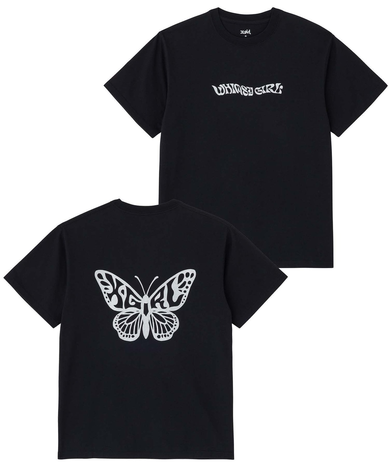 【X-girl】GLITTER BUTTERFLY LOGO S/S TEE【エックスガール】