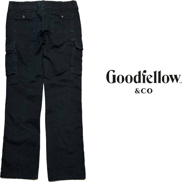 1点物◇Goodfellowカーゴパンツ黒ワークパンツ古着メンズ32レディース
