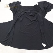 フラメンコ 衣装 ICHIOKU イチオク トップス ブラウス ブラック系 黒 無地 襟 フリル 伸縮 ストレッチ レッスン ダンス パーティ 発表会 シック かっこいい シンプル 大人 舞台衣装 発表会衣装 ステージ衣装