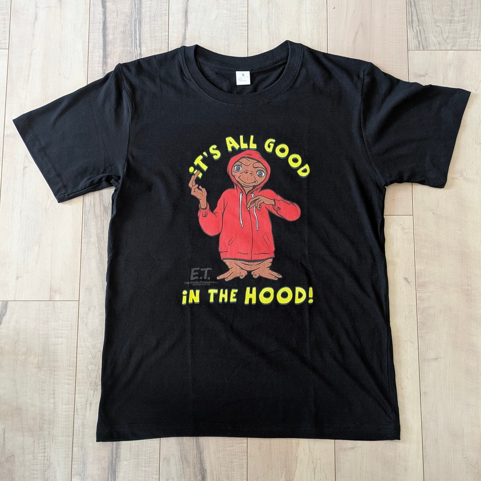 【 E.T. 】 『It's all good in the HOOD! 』Tee / 映画Tシャツ / 80'MOVIE / Tシャツ / BLACK〚アメリカン雑貨 アメトイ〛