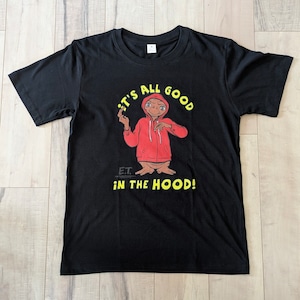 【 E.T. 】 『It's all good in the HOOD! 』Tee / 映画Tシャツ / 80'MOVIE / Tシャツ / BLACK〚アメリカン雑貨 アメトイ〛