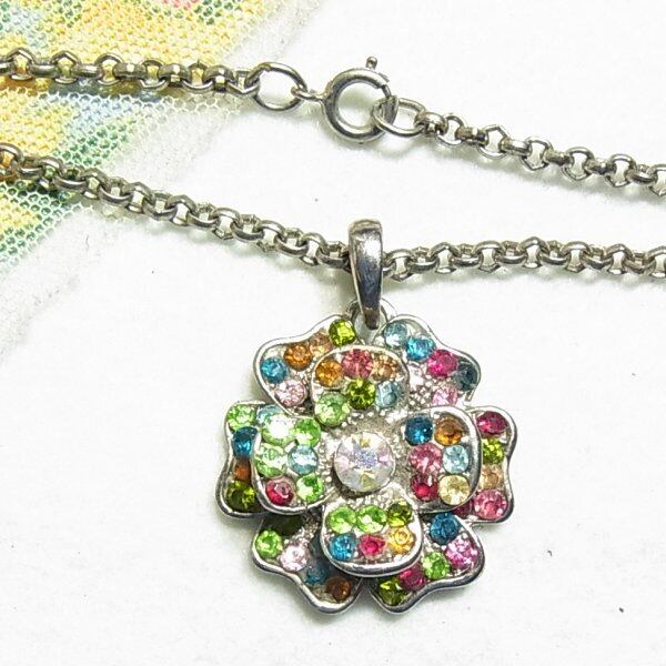 ☆ 多色ラインストーン ネックレス 重ね付け風 派手かわ アクセサリー