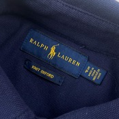 RALPH LAUREN KNIT OXFORD BD ボタンダウン 鹿の子 長袖 ポロシャツ S/ネイビー メンズ