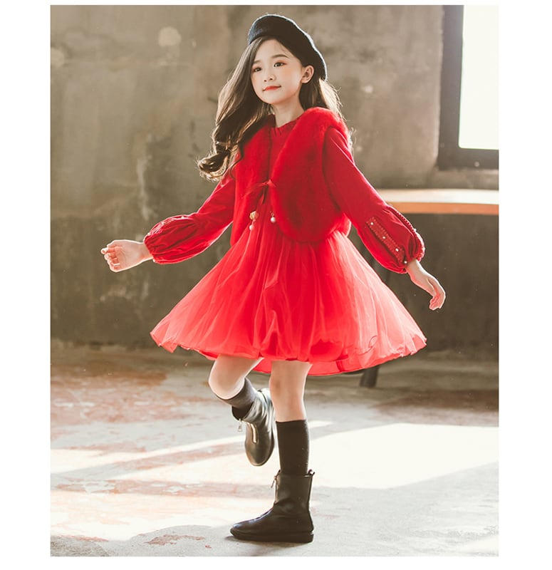 ELEGANT】 子供ドレス 2点セット ワンピース ベスト コットン 子供服  