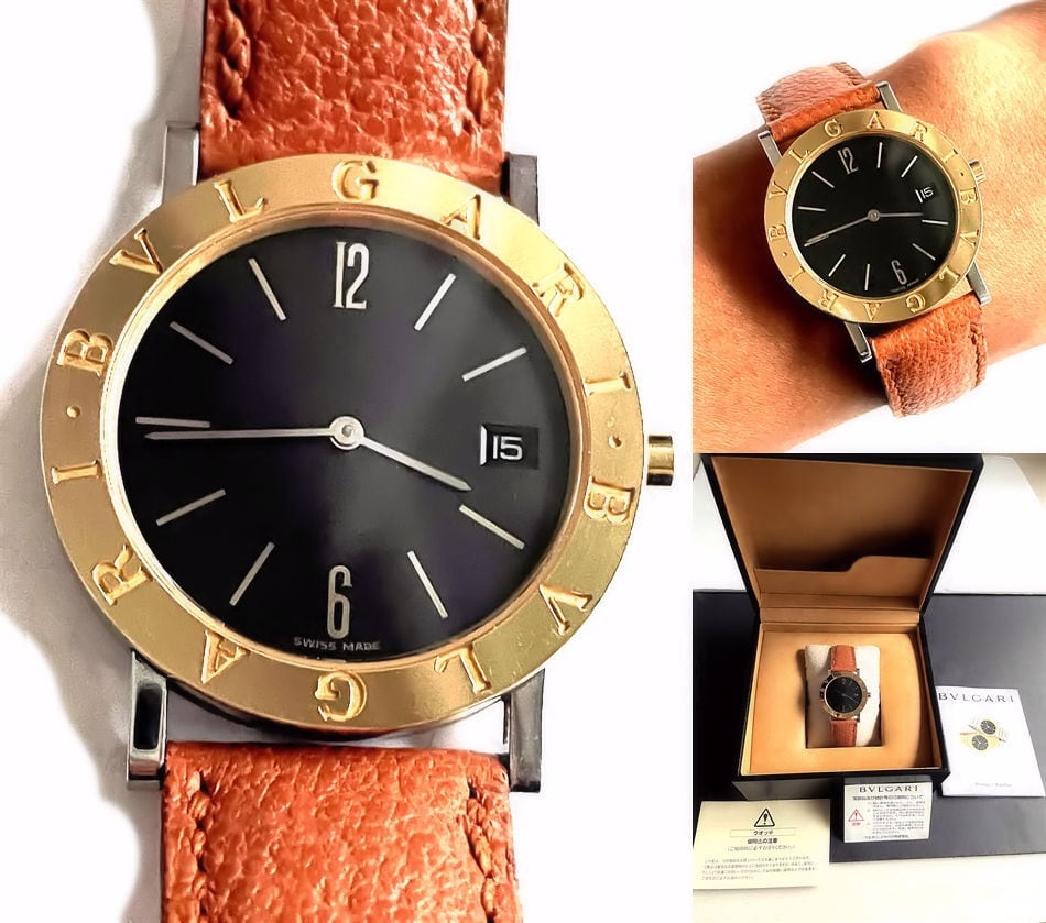 BVLGARI ブルガリ K18YG 750 SS ブルガリブルガリ BB33SGLD クォーツ デイト 時計