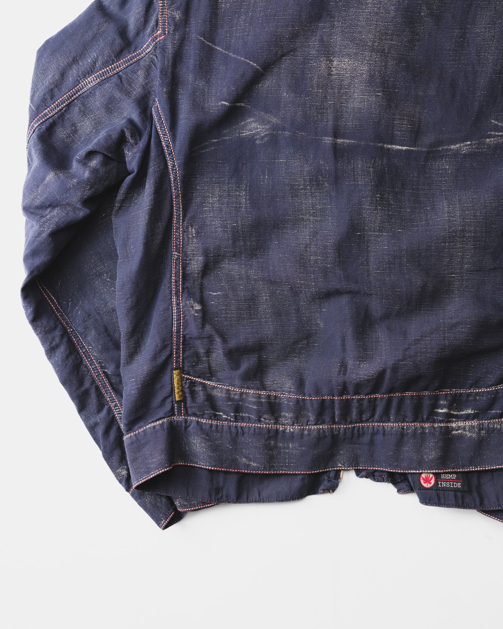 1990's] “ARMANI JEANS” Indigo Hemp Coating Jacket (Made in Italy
