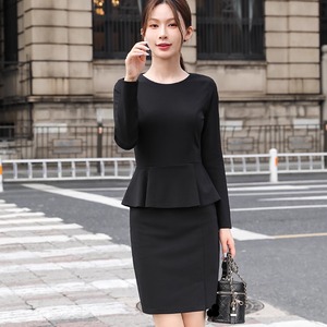 【送料無料】 ミニドレス 2色 2点セット 衣装 トップス ミニスカート タイト Hライン カラードレス フリル 長袖 Uネック エレガント 可愛い 大人可愛い きれいめ シンプル カジュアル シック コンサバ 華やか 大人 上品 おしゃれ お洒落 主役級 こなれ感 高見え 高級感 無地 秋 冬 30代 40代 レディース 女性用 ママ 結婚式 二次会 パーティ 演奏会 ファッション コーデ スタイル 美脚 脚長 定番 着痩せ 垢抜け 存在感 ブラック ブルー 大人カラー