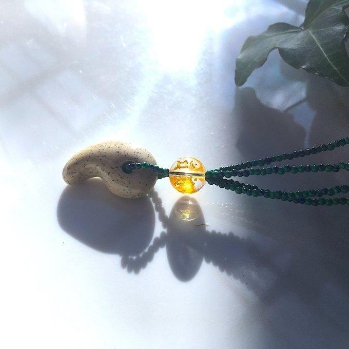 【一点物】✦⋆.·神秘の癒し✦北投石とアズマラカイトの守護ネックレス⋆.·✦