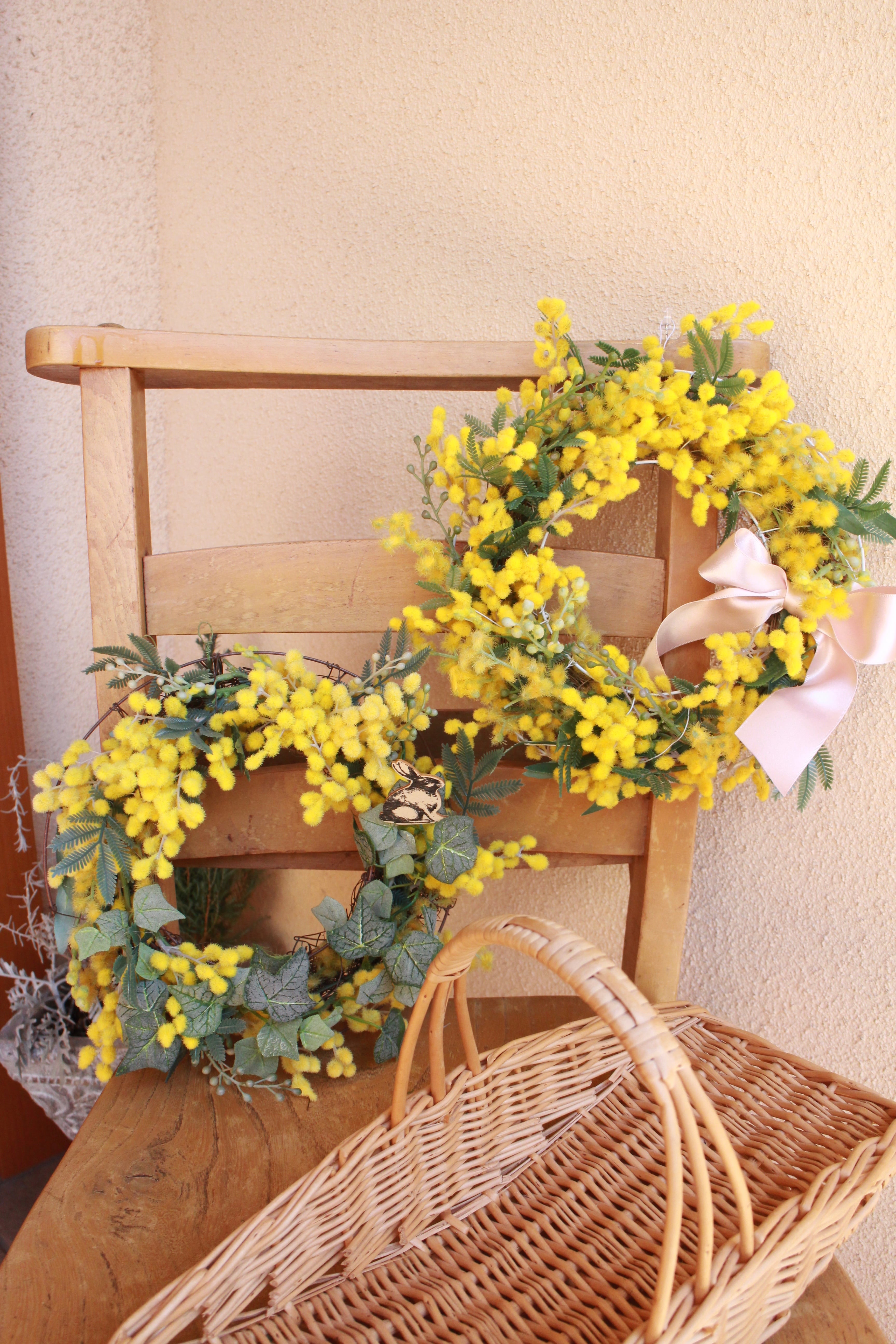 ふわふわミモザのリース(アーティフィシャルフラワー) | Living Flowers