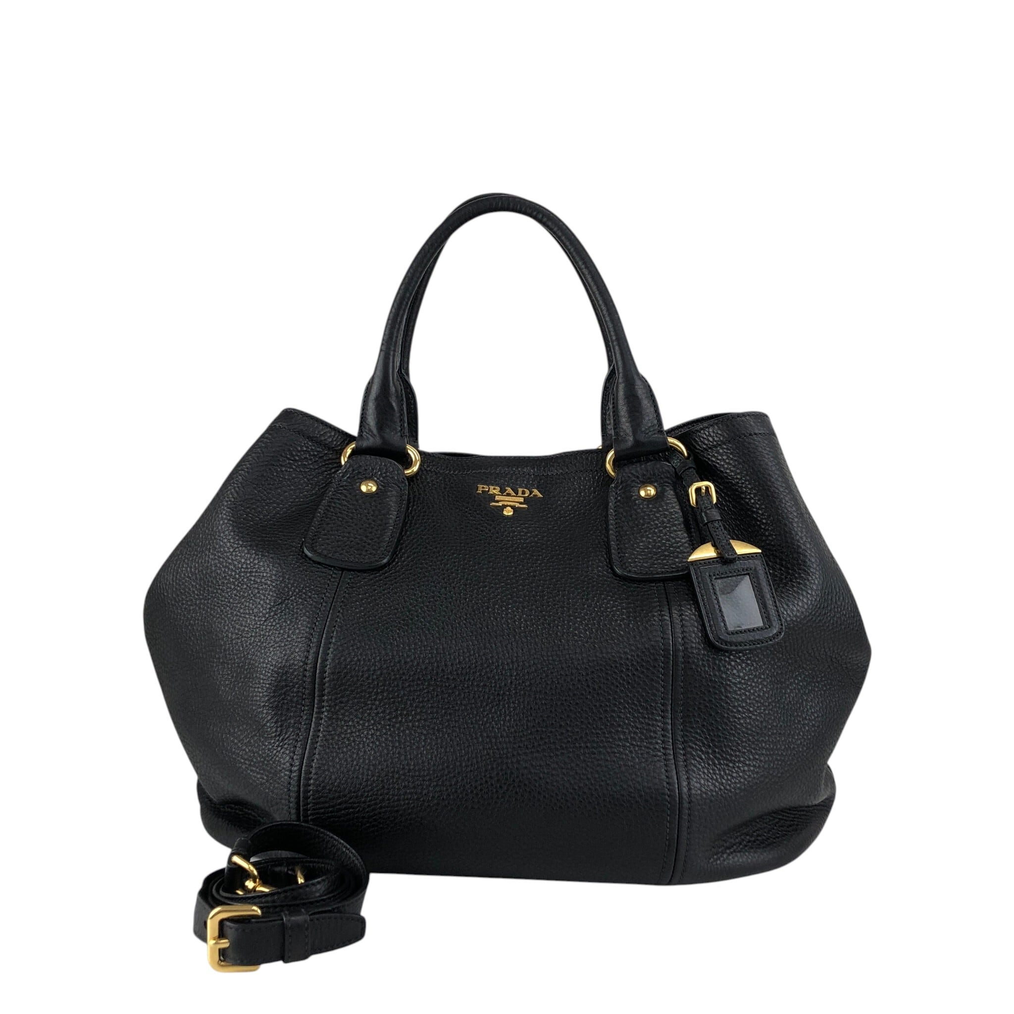 PRADA プラダ ショルダーバッグ ブラック ロゴ レザー 2way vintage