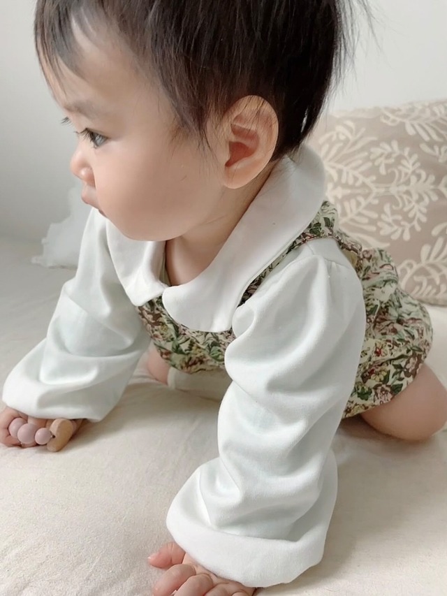 【取寄】花柄ロンパース+ボンネット+ブラウスセット