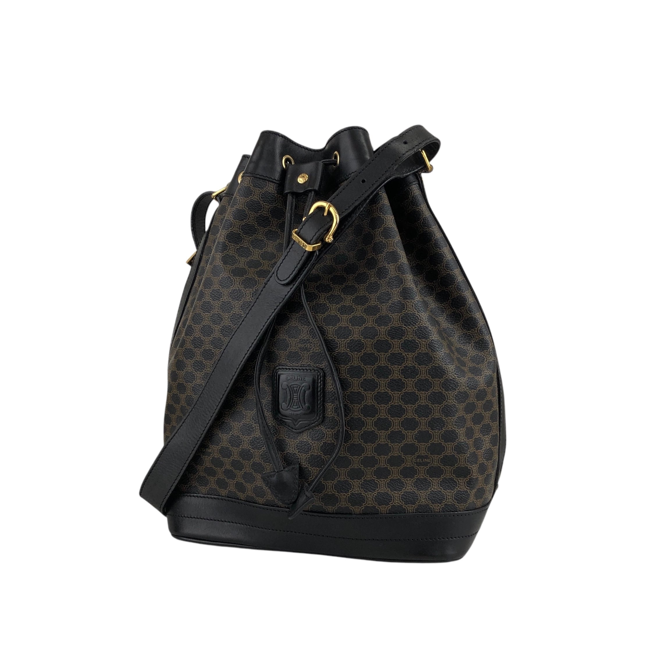CELINE セリーヌ マカダム ショルダーバッグ ブラック ブラゾン型押し