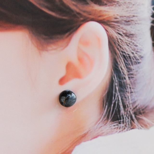 希少石！｜ブルーピーターサイトのひと粒ピアス｜数量限定｜14kgf