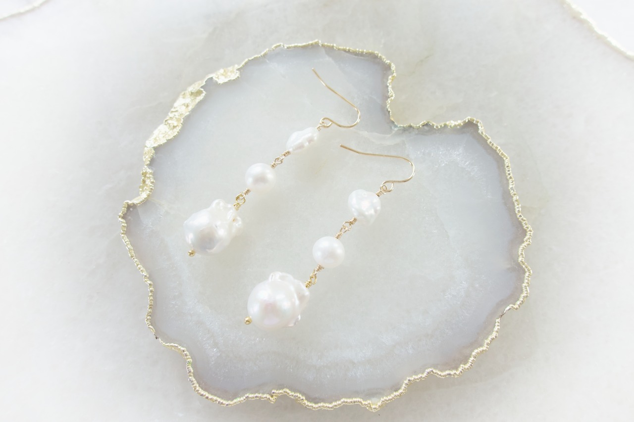 《６月の誕生石パール》バロックパールピアス（ピアス単品）②