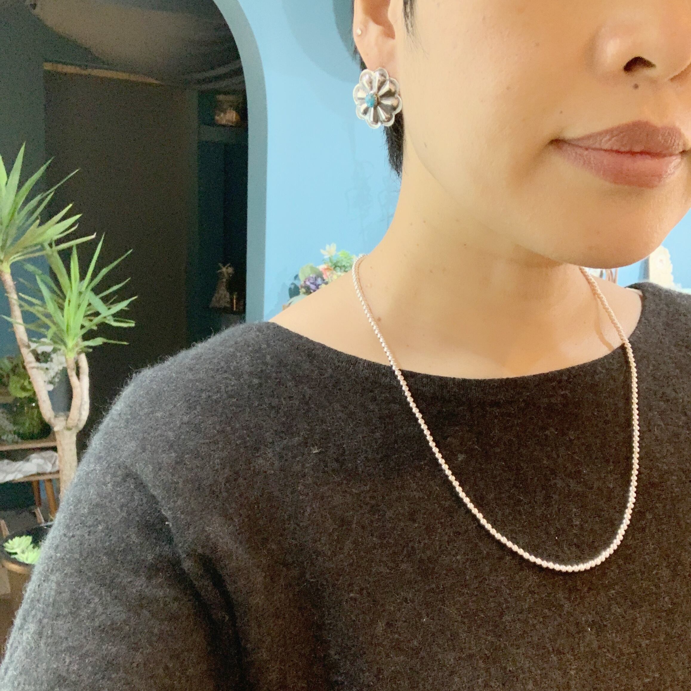 ラスト1】ナバホパール ネックレス 丸玉 3mm 55cm シャイニー 《Indian