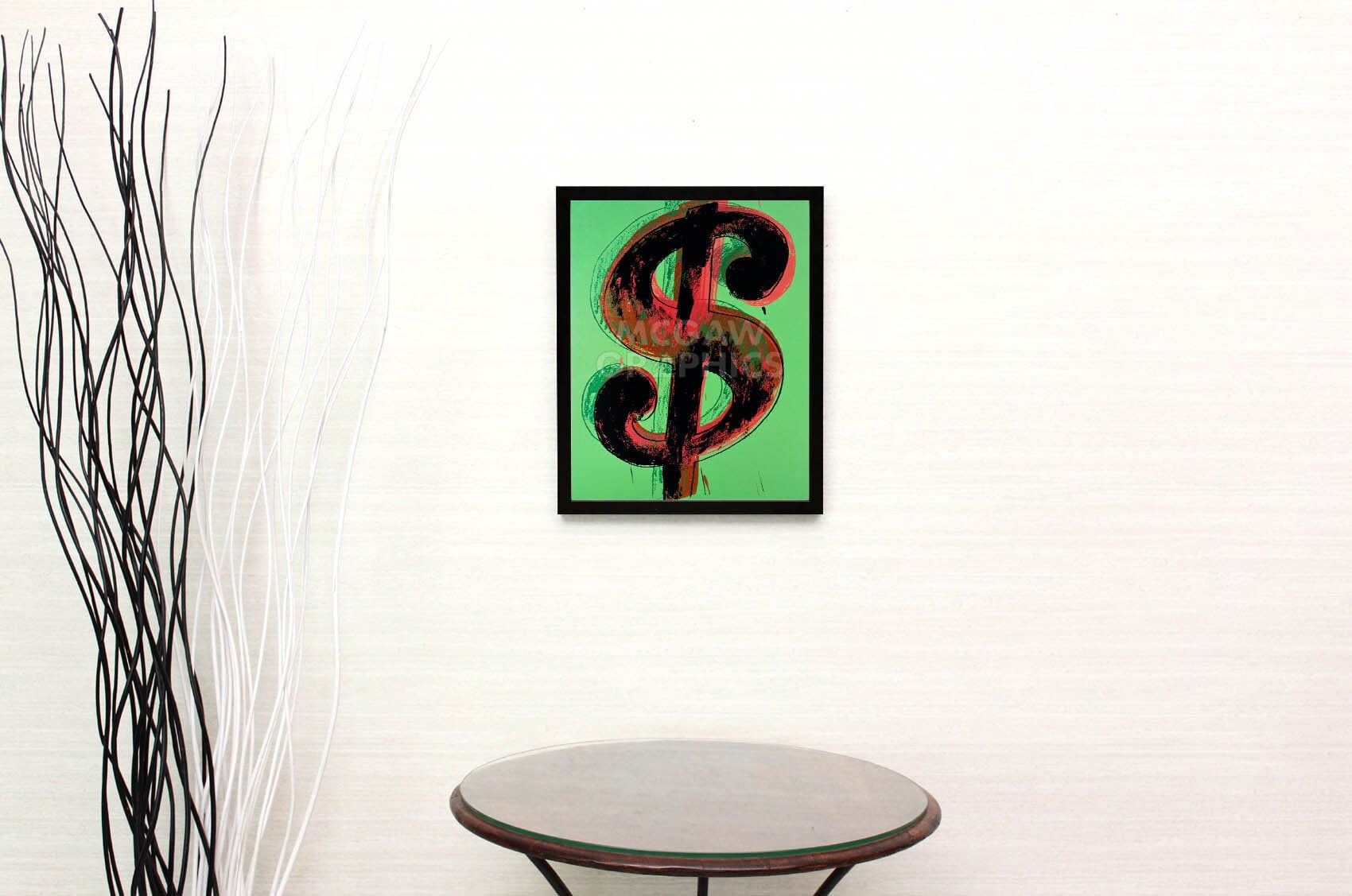 アンディ ウォーホル「ドル サイン,1981(グリーン) Dollar Sign,1981(Green)」展示用フック付ポスター ポップアート 絵画