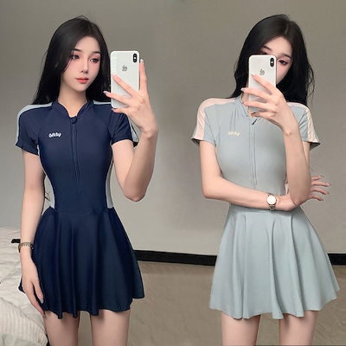 即納スポーツ ワンピース 水着 レディース 高級 2024 コンサバ スリムフィット お肉をカバーして着痩せ 海辺 温泉水着 プールスカート