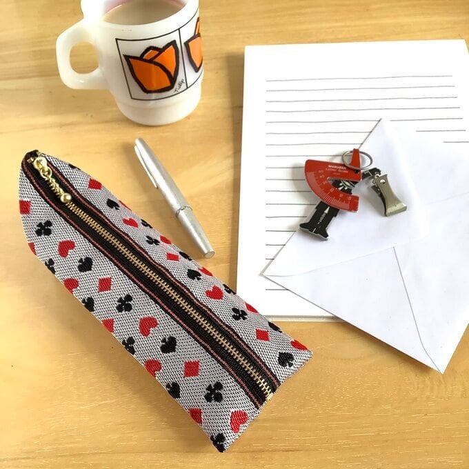 トランプ柄】畳縁 ミニポーチ カードケース 小銭入れ 白 ハート