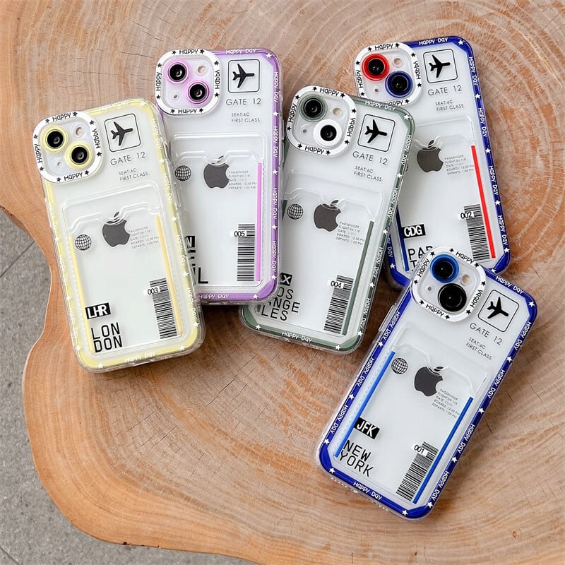 航空チケットみたい◎5色から選べる カードケースつき 新型 iphone14