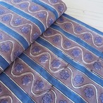 ブロックプリント生地【50cm単位】インド綿 ストライプ柄 パープルグレー×青 #12111-BL3