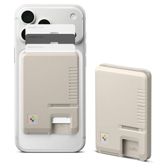 [Spigen] MagSafe カードケース 3枚入り 背面マグネット 強力な磁力 カードホルダー クラシック・LS・マグフィット (ストーン)
