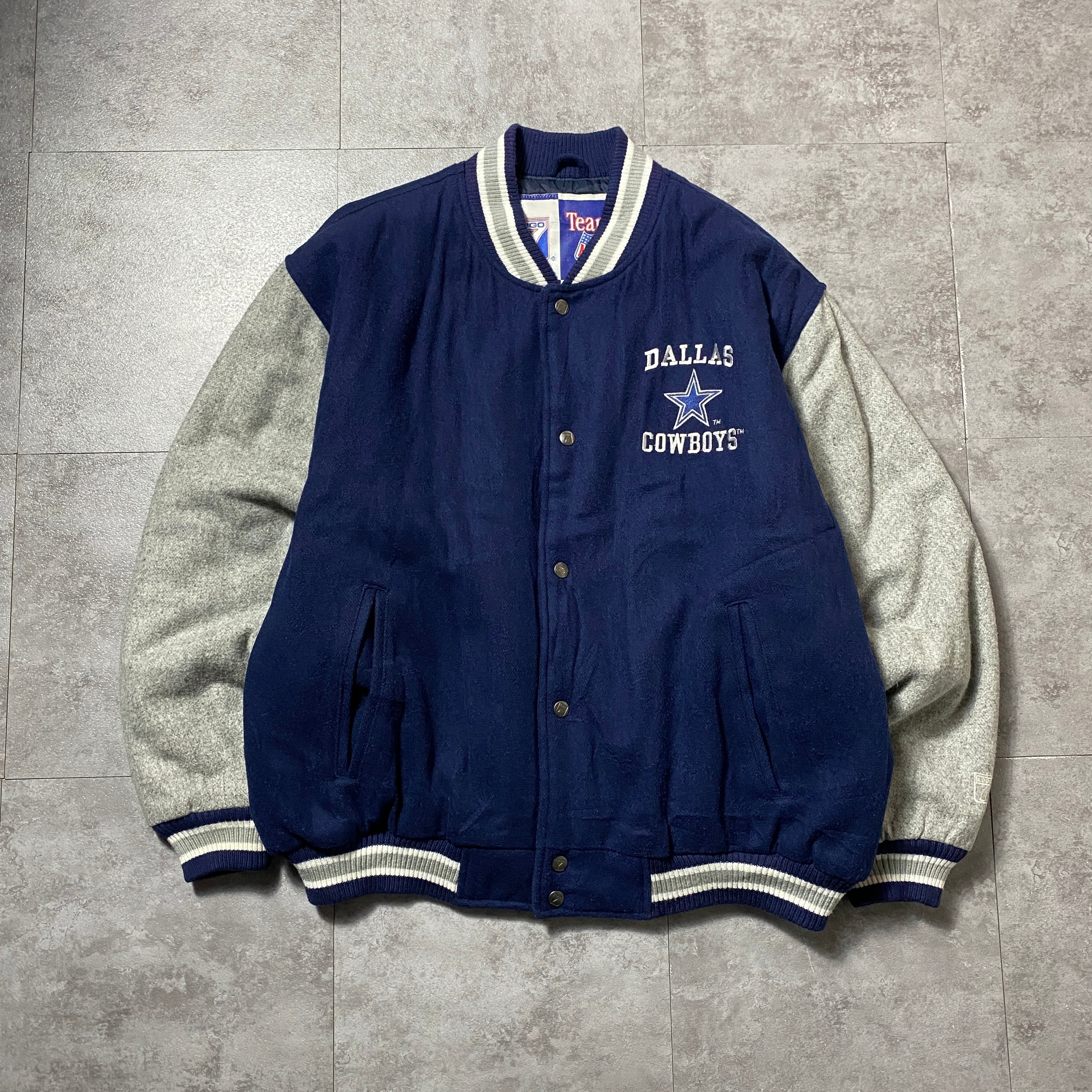 90's NFL ダラス・カウボーイズ バックロゴ ラインリブ 中綿 ウール