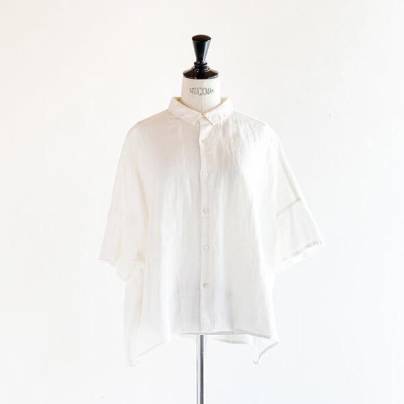 【新品】HEAVENLY 　ヘブンリー　半袖ブラウス HEAVENLY ヘブンリー レディース ブラウス LINEN REGULAR COLLAR SHIRT