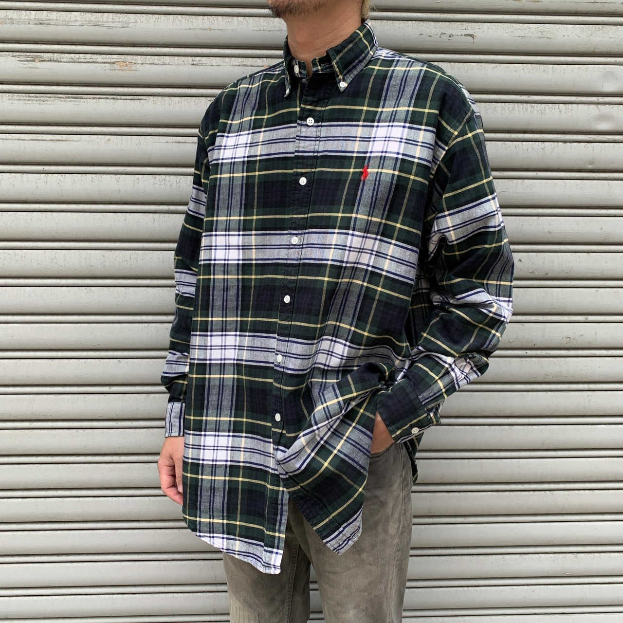 90s Ralph Lauren ビッグシャツ タータンチェック柄 S ラルフ
