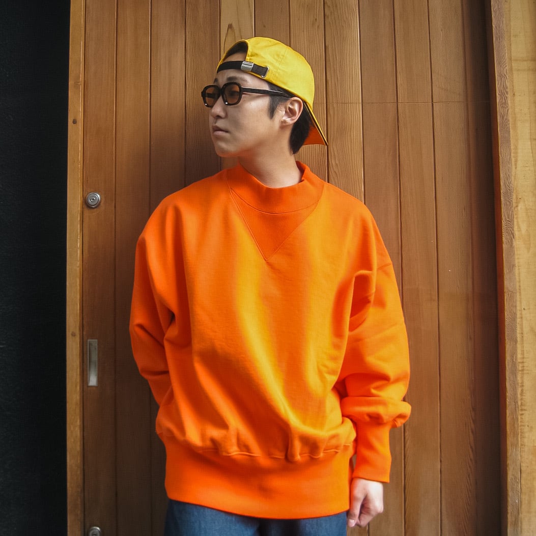 ChahChah LOOPBACK TERRY WIDE CREW NECK SWEAT SHIRT SUNSET ORANGE