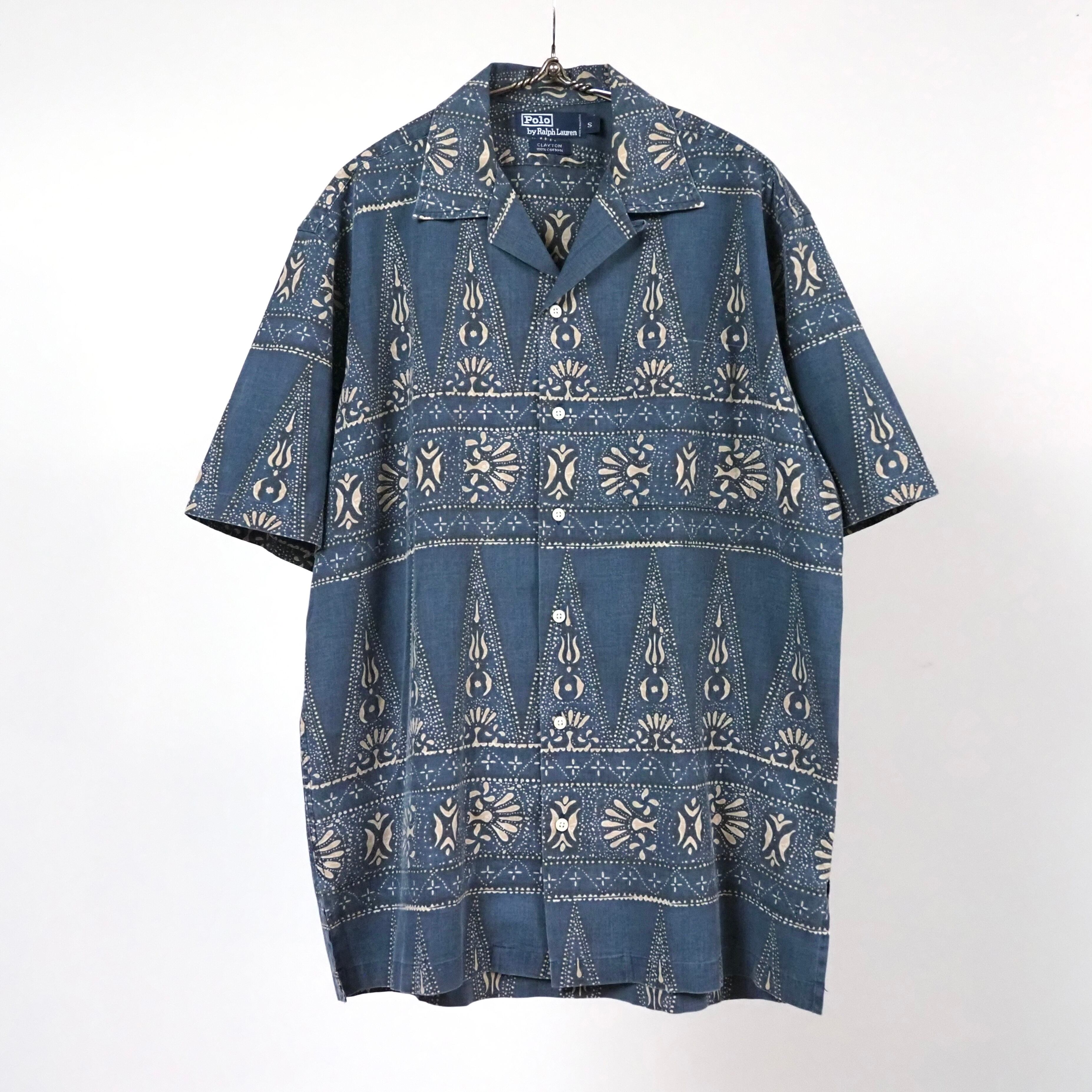 Polo by Ralph Lauren CALDWELL silk/cotton open collar S/S shirt L