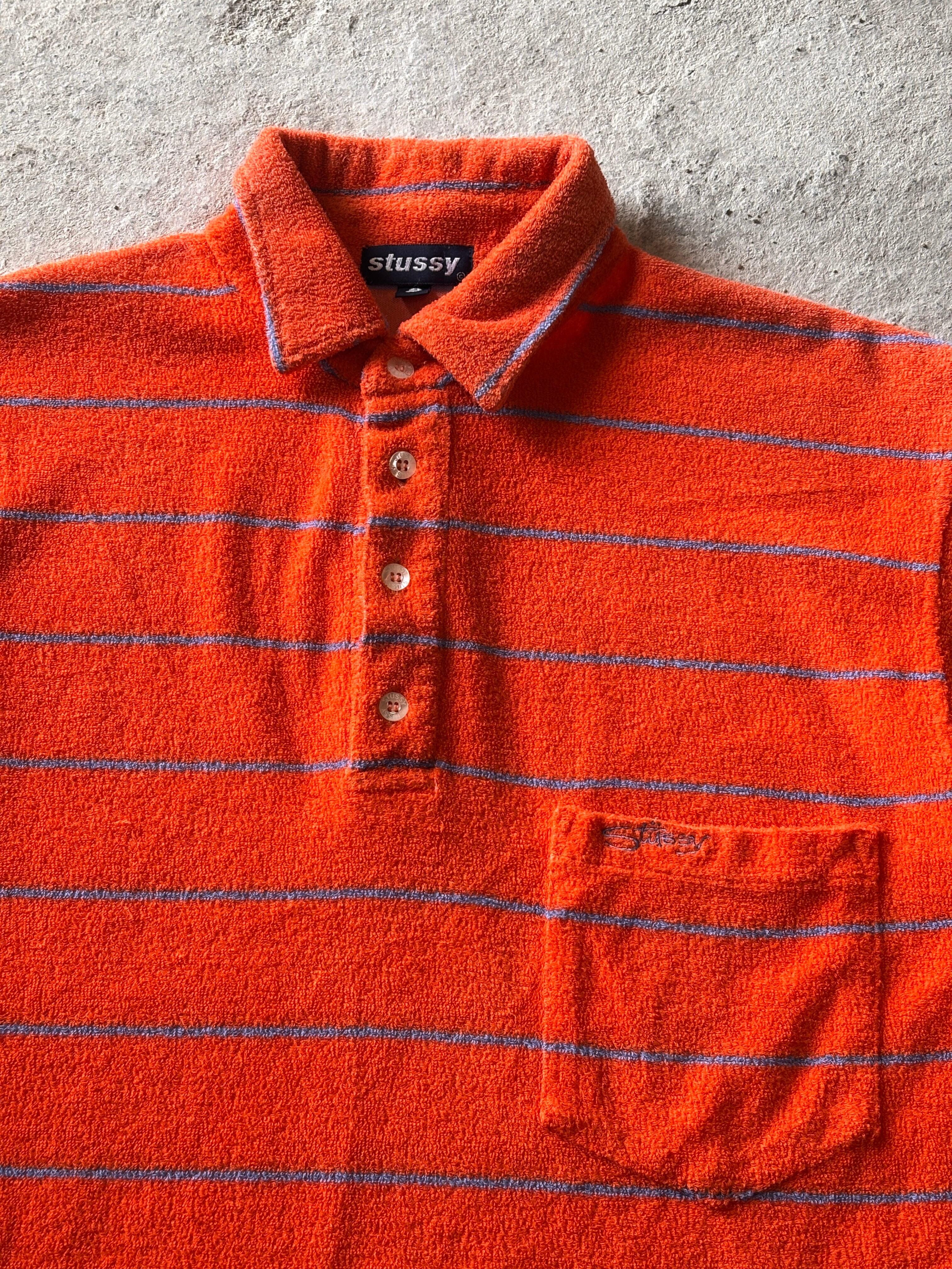 90～00s OLD STUSSY/Logo embroidery Polo Shirt/USA製/紺タグ/S (M