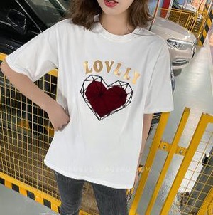 【韓国通販 dgo】Tシャツ ラウンドネック 半袖 ホワイト 2020 春　