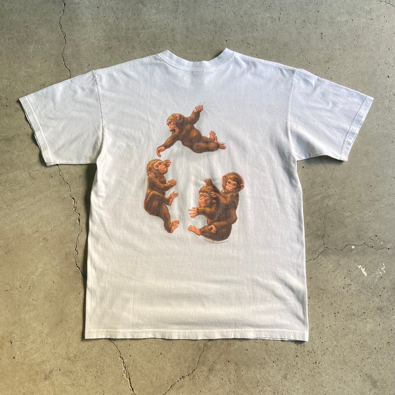 90年代〜 Human-i-Tees サル 両面プリント アニマル Tシャツ メンズL 