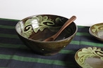 やちむん 陶眞窯 7寸鉢 いっちん 緑  Yachimun Bowl 21cm Itchin #110