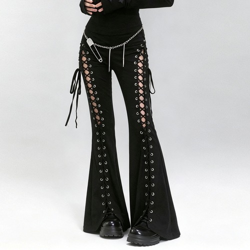 lace up flare pants / l0711