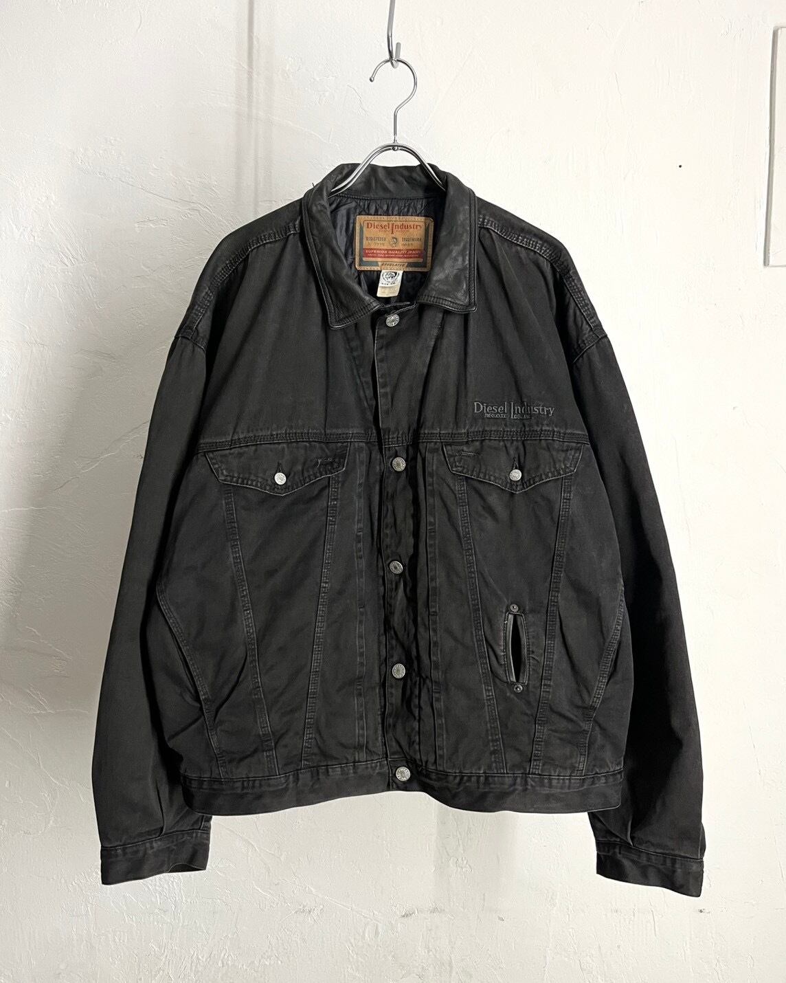 90s Diesel Quilting Lining Black Denim Jacket ITALY製