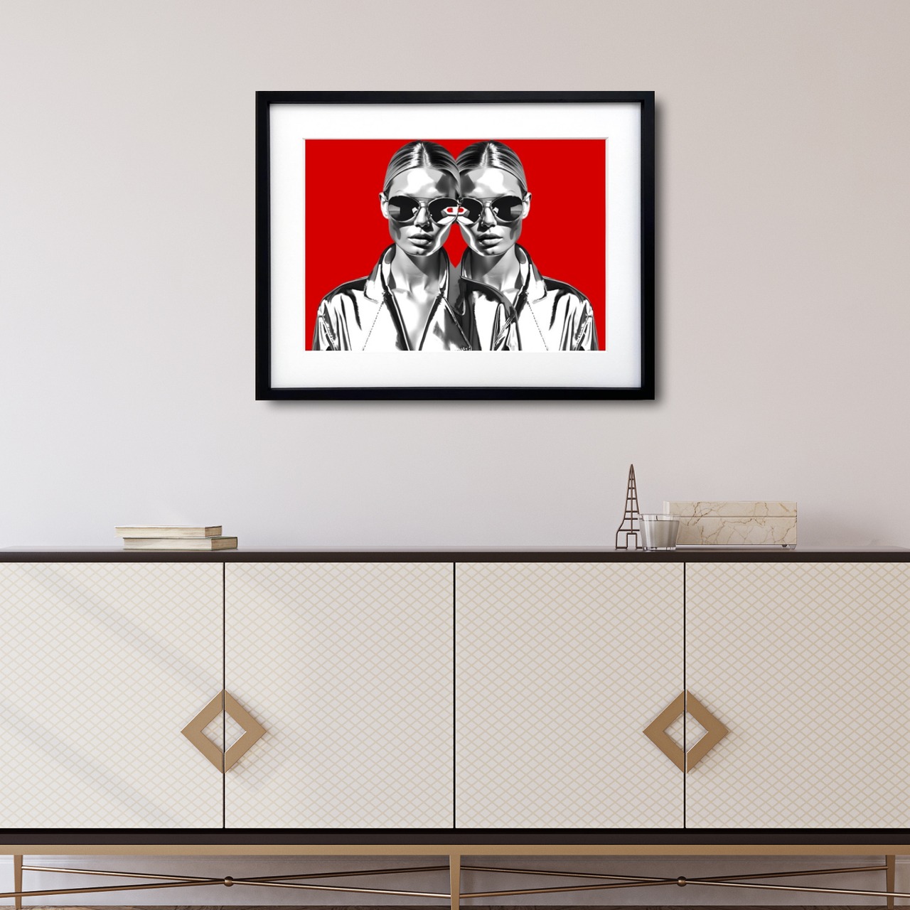 Iron Woman - Twinz ⅱ｜無機質と美を融合したモダンアートポスター｜ラグジュアリーでスタイリッシュな空間を演出する一枚A2ポスター