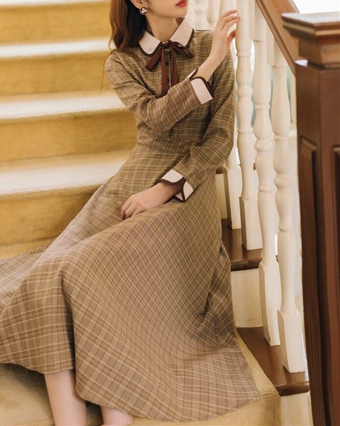 チェッククラシックワンピース A0607 And Rabbit