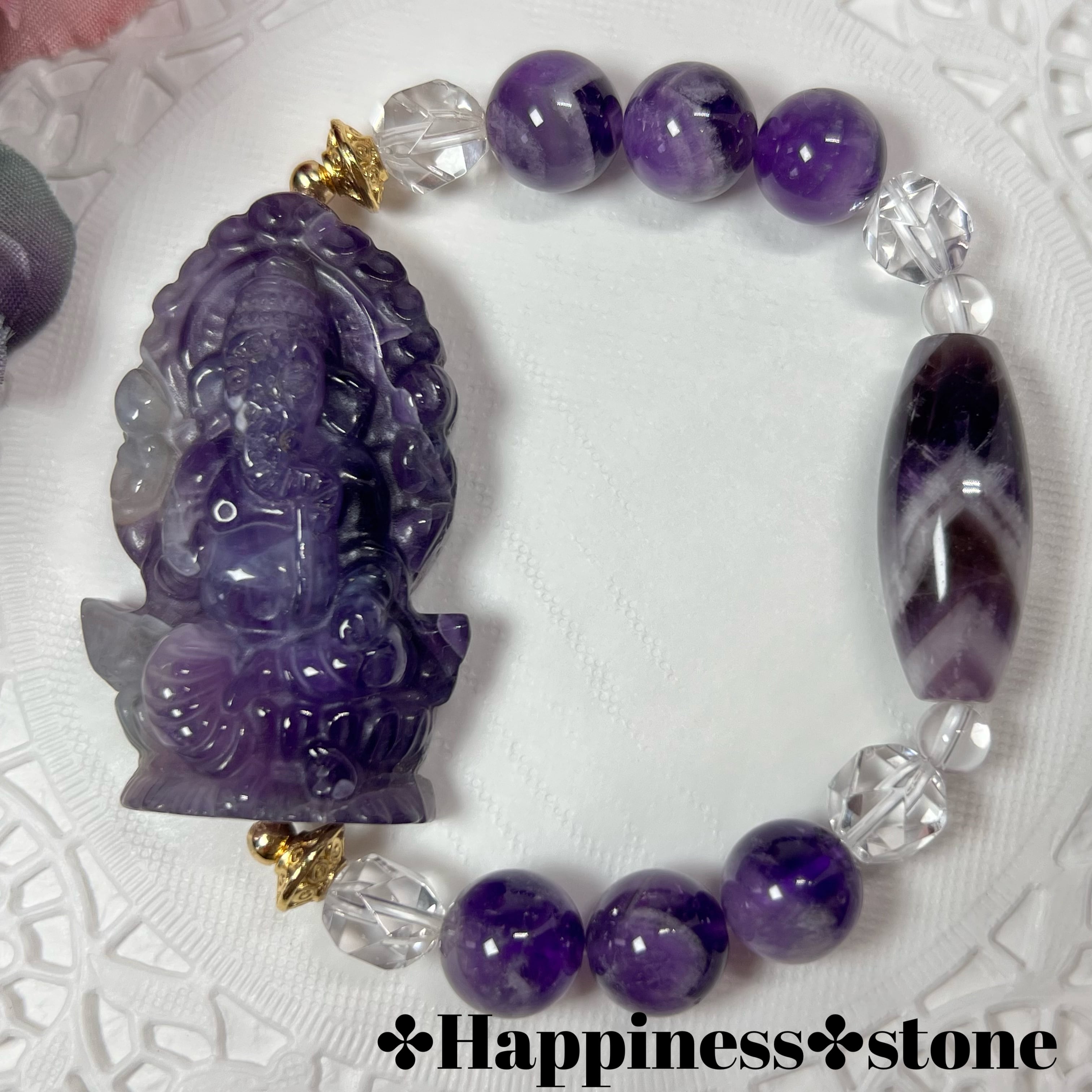 【アメジスト ガネーシャ ブレスレット】♥送料無料♥天然石 パワーストーン