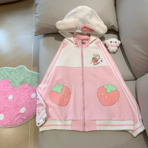ゆめかわ♡いちごとウサギのピンクジャケット　jya7