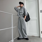 裏起毛ハーフZIPショート丈PK/グレー