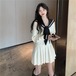 ロリータドレス セーラー服 レディース 秋 ゆったり 黒 ワンピース 長袖 フレンチ 学生ドレス