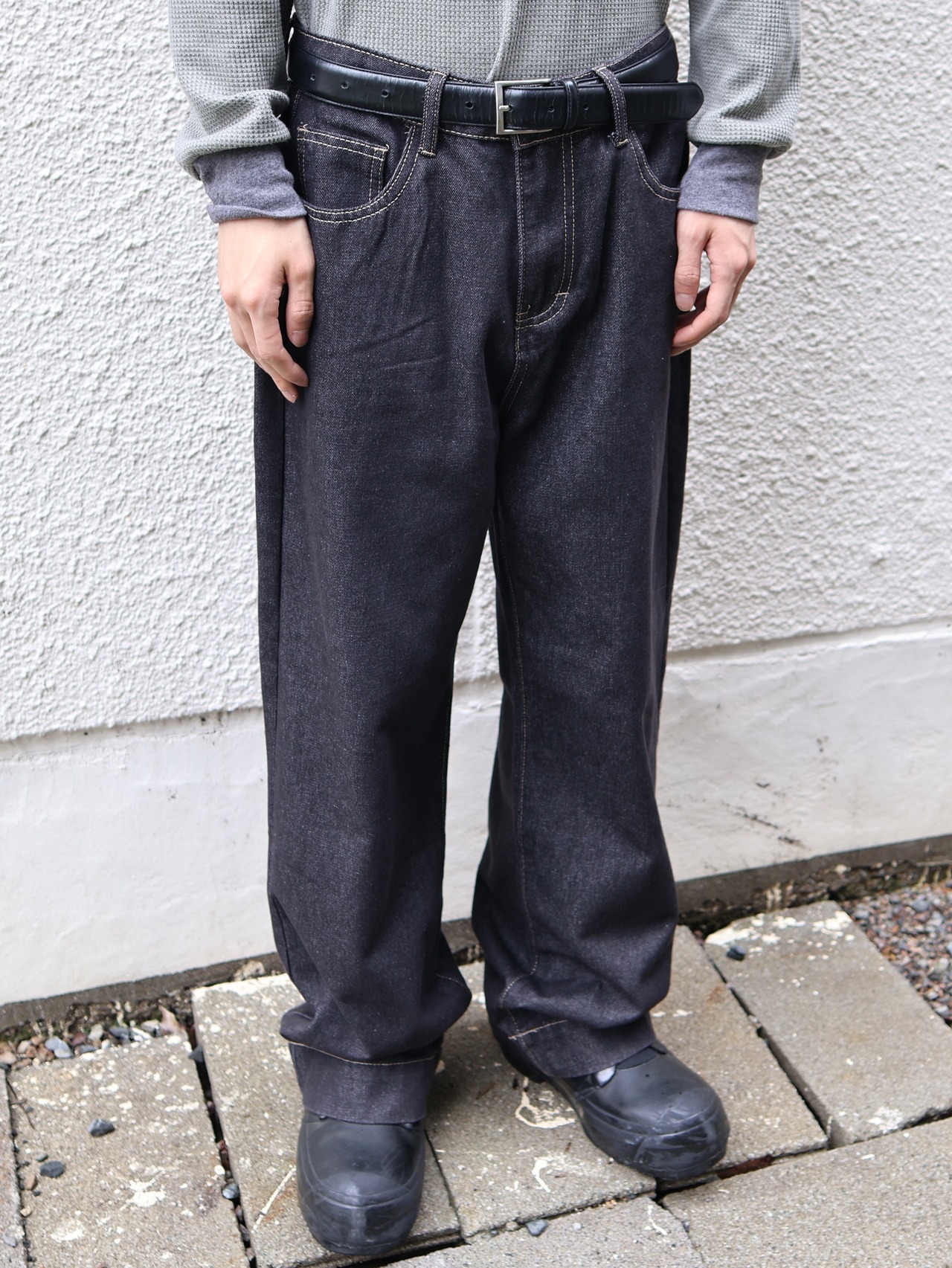 wide straight denim pants
