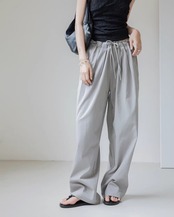 Drawstring Wide Leg Full Length Pants　L0020