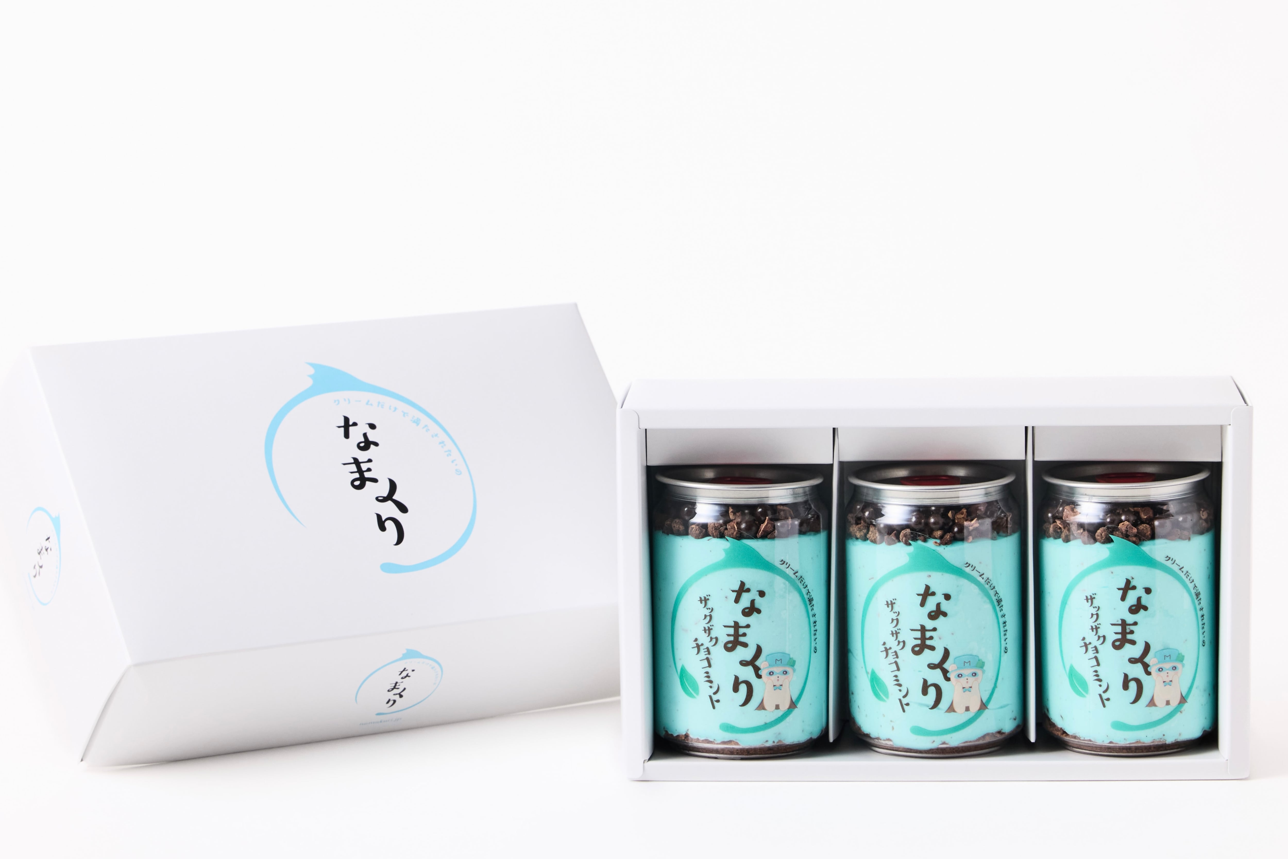 リクエスト専用　青いお花　氷　猫　5個セット ザクザクチョコミント3缶ギフトボックス【到着予定日：8月31日までにお