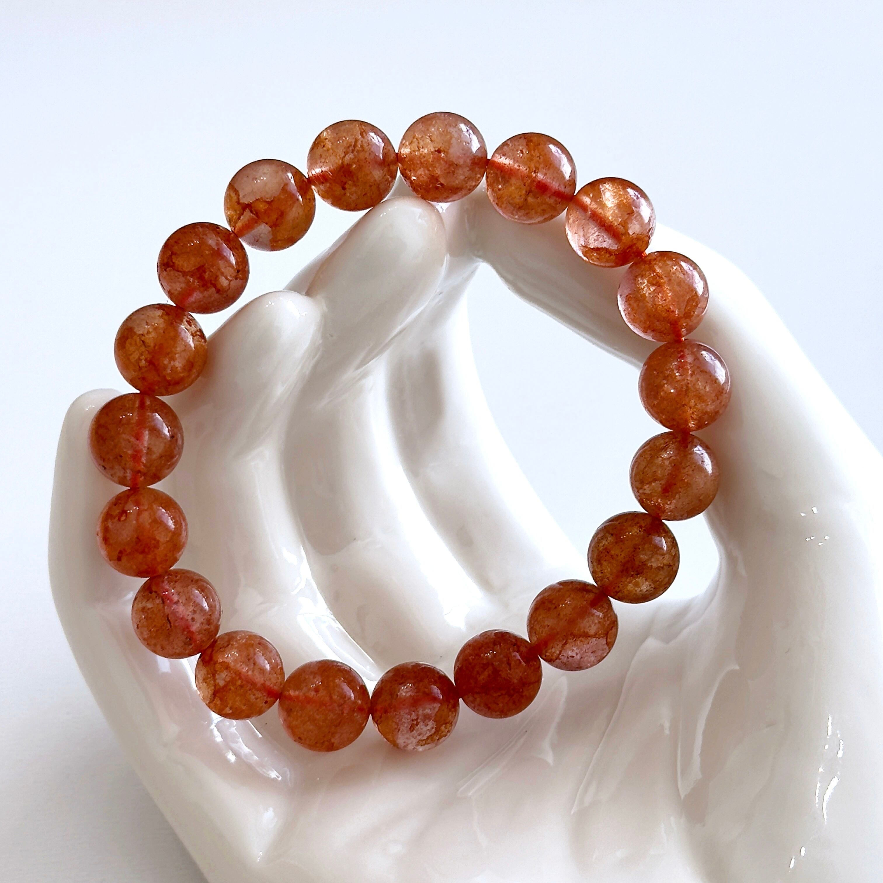 オレンジエピドート オレンジストロベリー 天然石ブレスレット◇開運