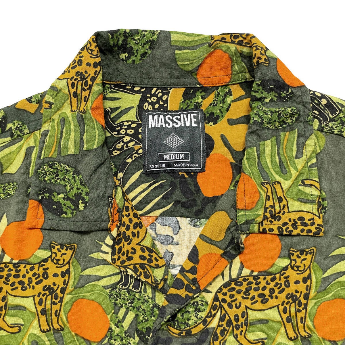 USA 古着 MASSIVE 開襟 レーヨン アロハシャツ ハワイアンシャツ